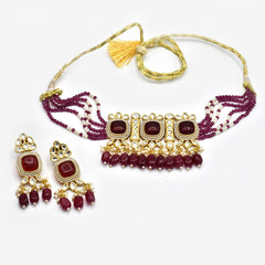 Dania Red Choker Set - The Pashm