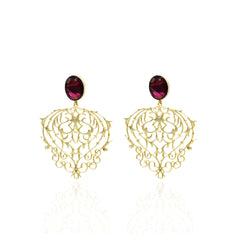 Stella Lightweight Stone Earrings Red - The Pashm