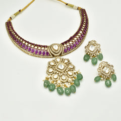 Anvi Moissanite Antique Flower Collar Set - The Pashm