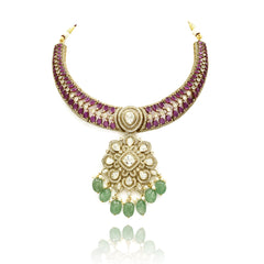 Anvi Moissanite Antique Flower Collar Set - The Pashm