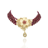 Teva Flower Beaded Choker Ruby - The pashm