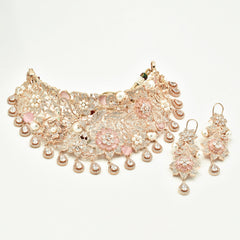 Shya Rose Gold Floral Bridal Choker Set - The pashm