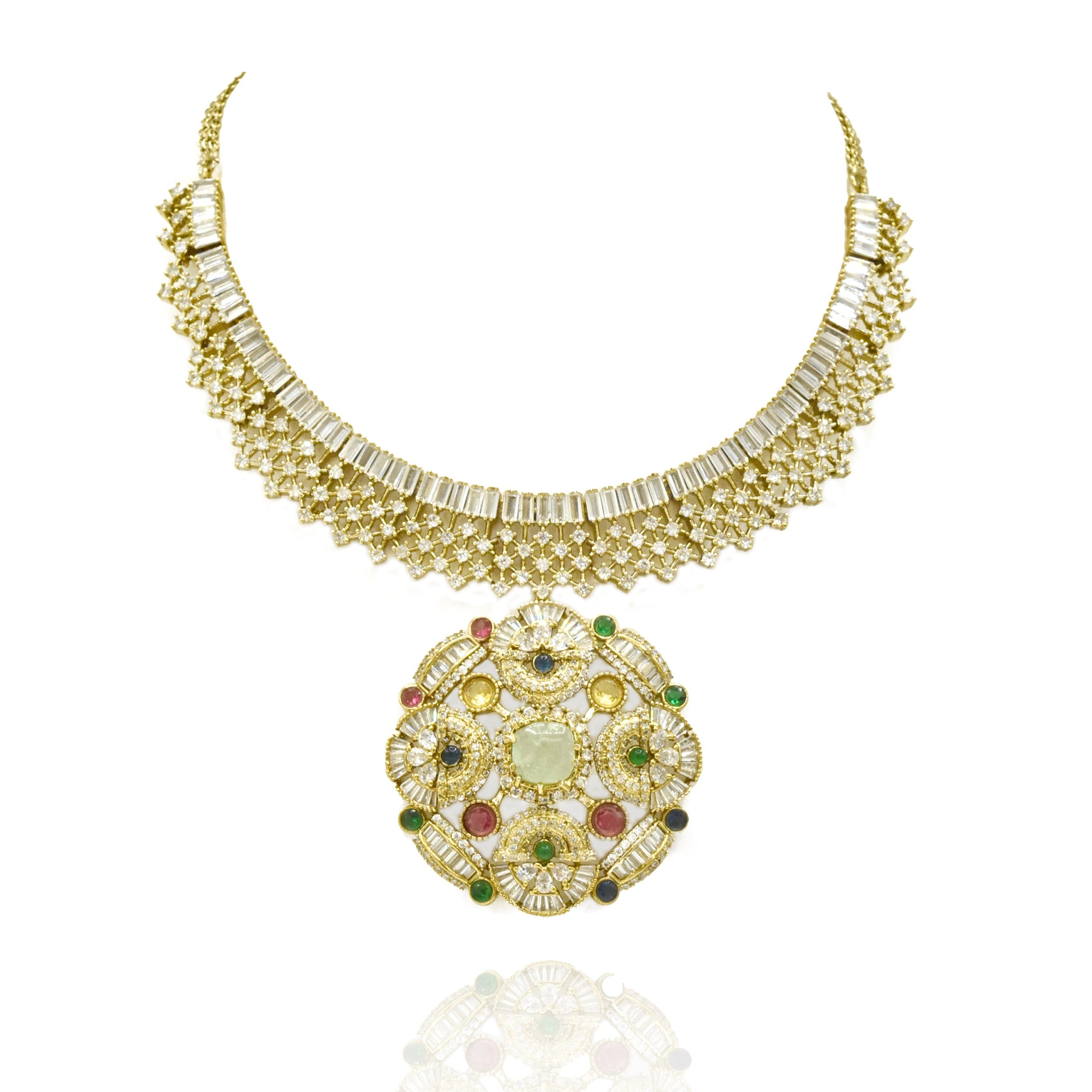 Aarika Multicolor Statement Pendant Necklace Set - The Pashm