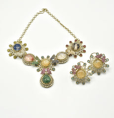 Adarsha Butterfly Garden Multicolor Statement Necklace Set