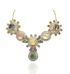 Adarsha Butterfly Garden Multicolor Statement Necklace Set