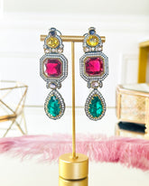 Eden Multicolor Stone Encrusted Earrings - The pashm