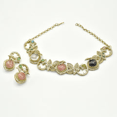 Rajsi Pink Vine Garden Necklace Set - The Pashm