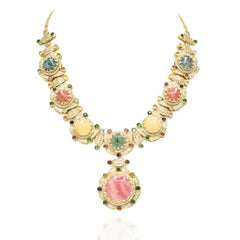 Agastiya Multicolor Cabochon Statement Necklace Set - The pashm