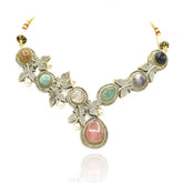 Zareema Blush Botanical Multicolor Stone Necklace Set - The Pashm