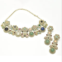 Rishika Garden Mosaic Multicolor Statement Necklace Set Pink - the Pashm