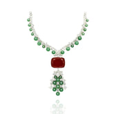 Nirvi Red Stone Beaded Necklace Set - The Pashm