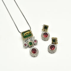 Maanvi Multicolor Pendant Set - The pashm