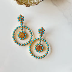 Ruhani Turq Pearl Hoops - The Pashm