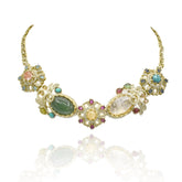 Maham Sage & Honey Multicolor Statement Necklace Set - The pashm