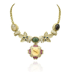 Pravya Golden Citrine Bloom Necklace Set - the pashm