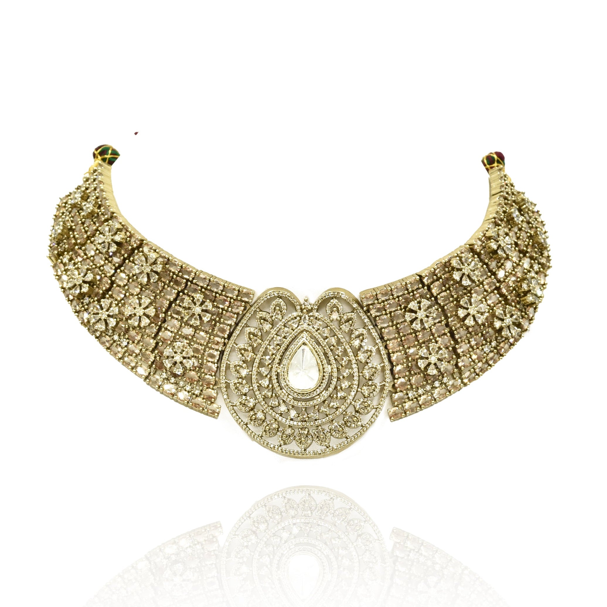 Shazmeen Gold American Diamond & Kundan Statement Choker Set