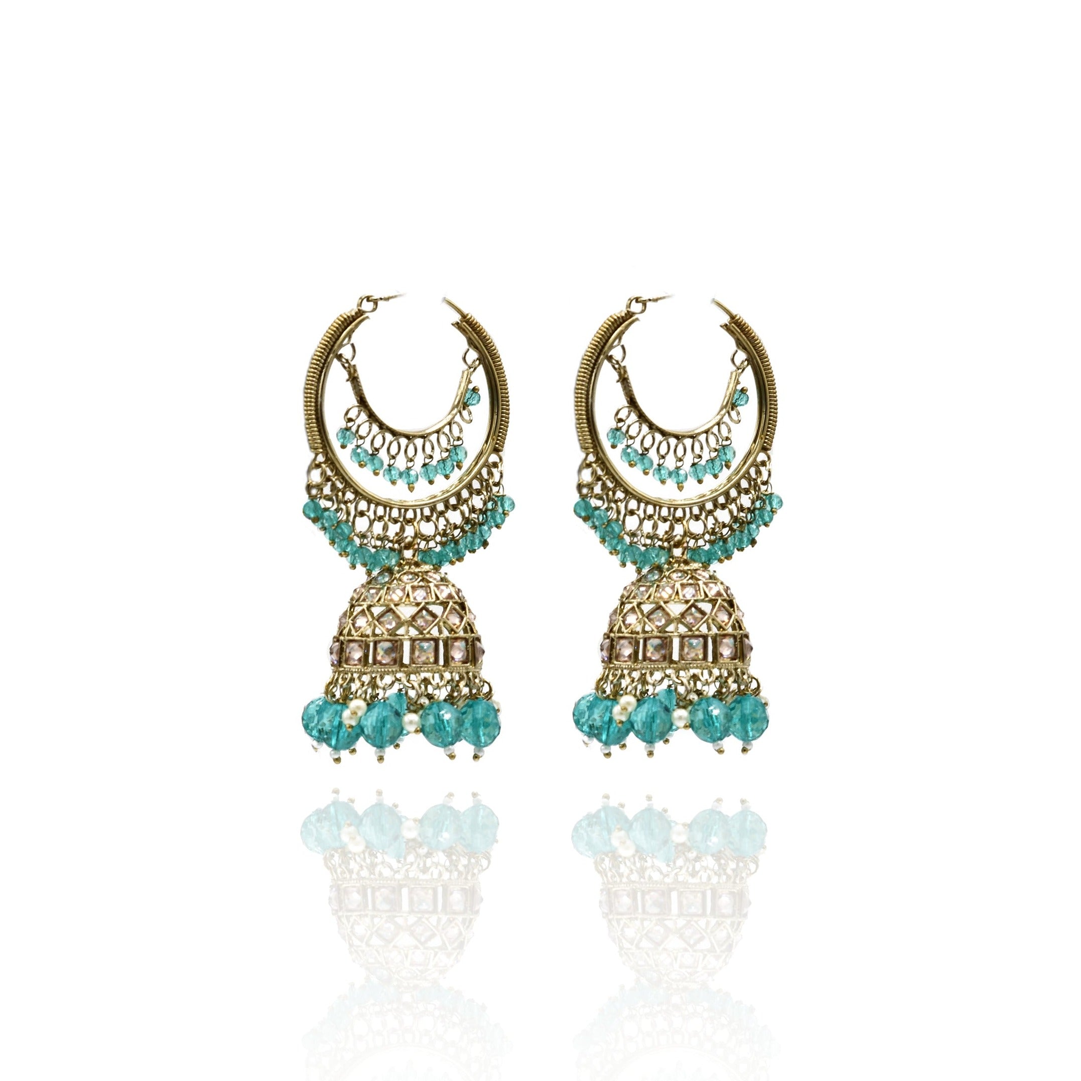 Lalita Jhumka Earrings Sky Blue- The Pashm