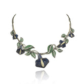 Azure Bloom Sapphire & Emerald Statement Necklace Set - The Pashm