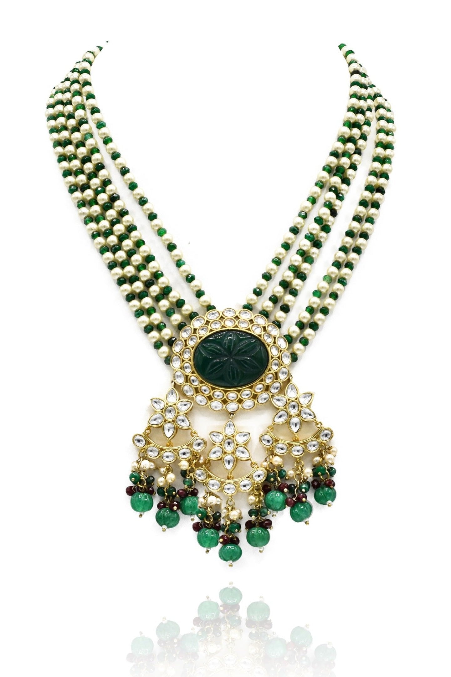 Yashika Kundan Green Rani Haar - The Pashm
