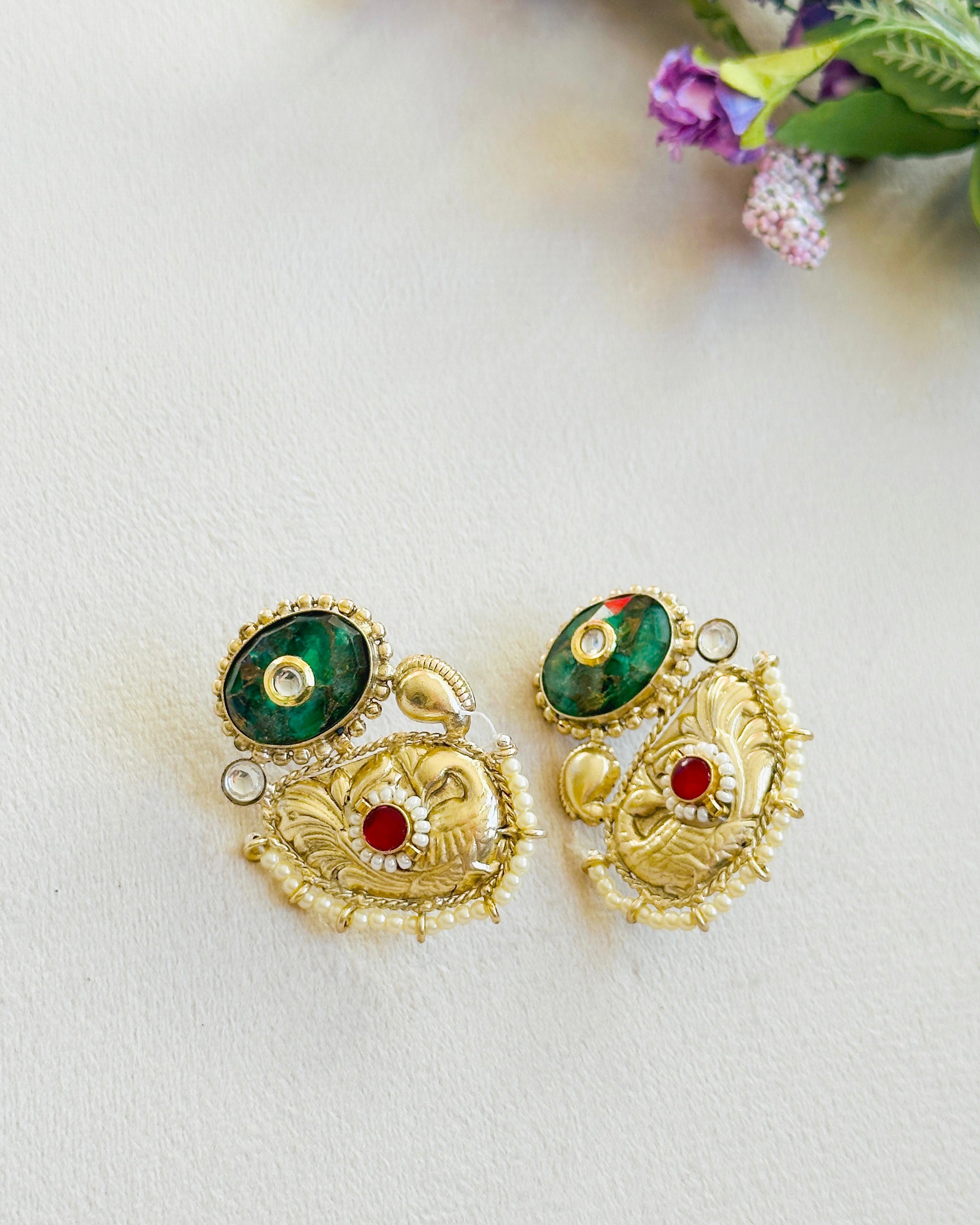 Minal Vintage Temple Stud Earrings