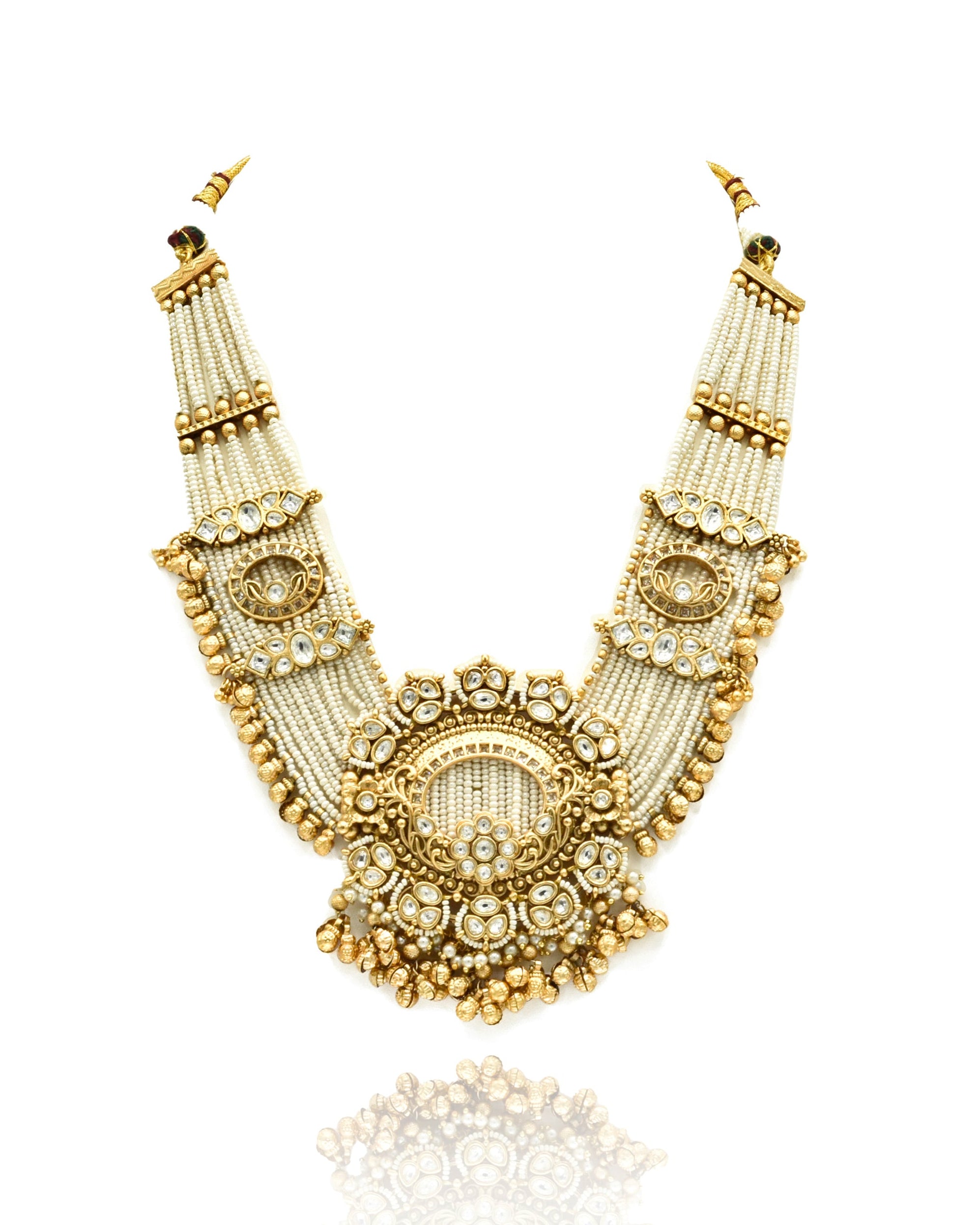 Neeshika Antique Gold Polki Pearl Set - The pashm