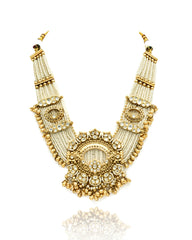 Neeshika Antique Gold Polki Pearl Set - The pashm