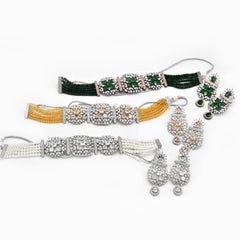 Yukti American Diamond Choker Set Yellow - The Pashm