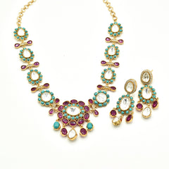 Eira Stone Encrusted Moissanite Pendant Set - The pashm