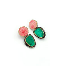 Aura Stone Earrings Coral Green - The Pashm