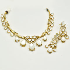 Amreen Crystal Drops Polki Hasli Set - The Pashm