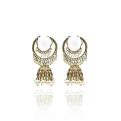 Lalita Jhumka Earrings Pearl White - The Pashm
