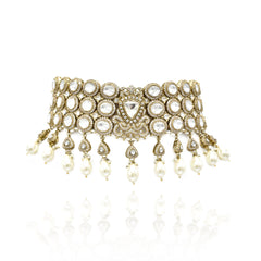 Vrinda Polki Studded Antique Choker - The Pashm