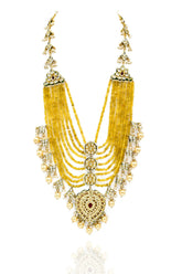 Nuzzhat Yellow Kundan Haar Set - The Pashm
