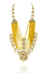 Nuzzhat Yellow Kundan Haar Set - The Pashm