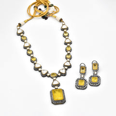 Ridha Moissanite Yellow Stones Antique Necklace - The Pashm
