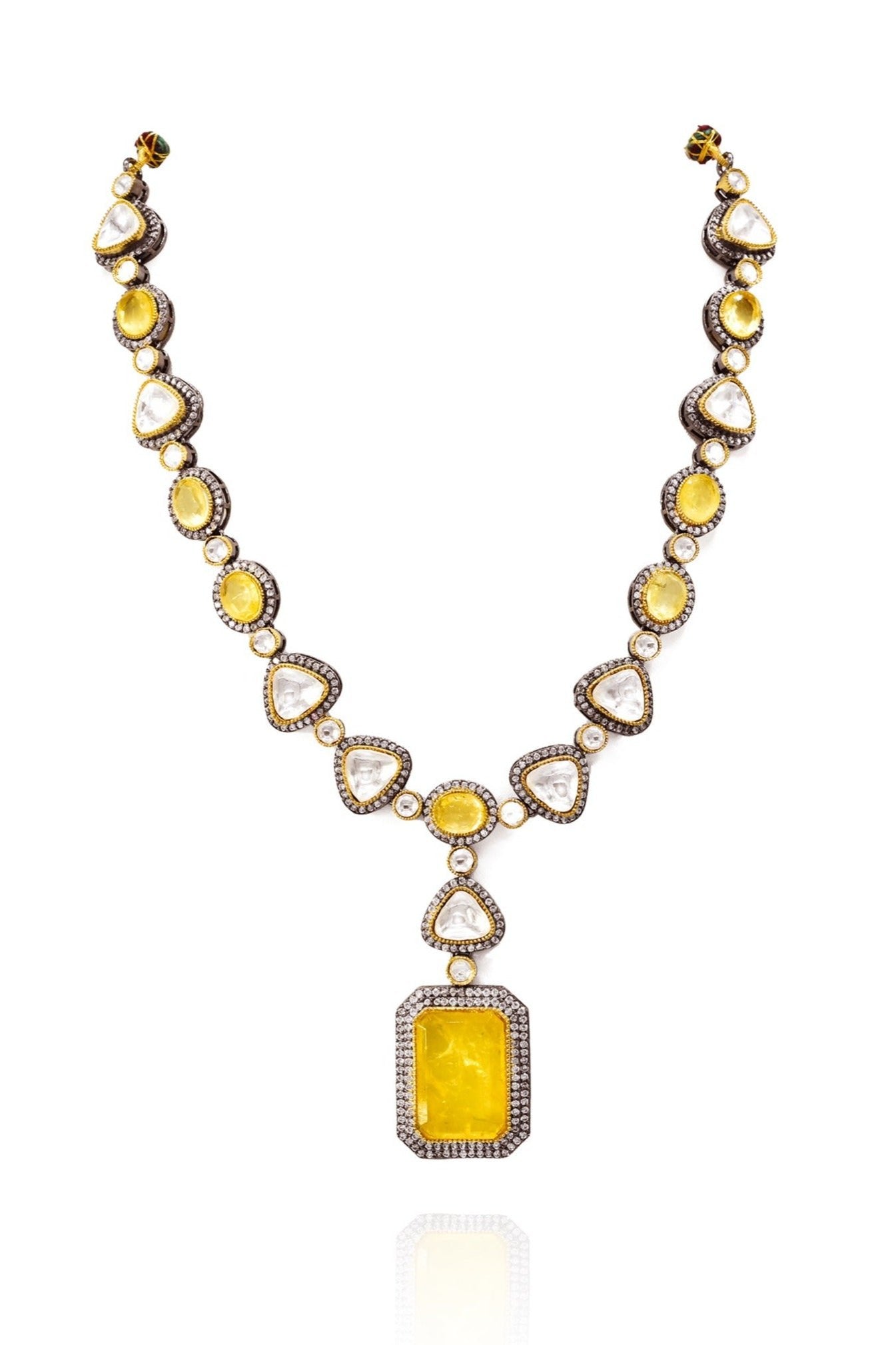 Ridha Moissanite Yellow Stones Antique Necklace - The Pashm