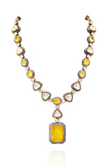 Ridha Moissanite Yellow Stones Antique Necklace - The Pashm