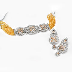 Yukti American Diamond Choker Set Yellow - The Pashm