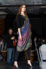 French Chantilly Lace Crystals Fine Wool Shawl - The Pashm