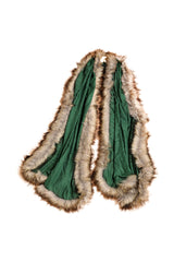 Emerald Green Faux Fur Wool shawl - The Pashm