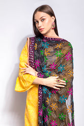 Floral Handmade Mirror Border Phulkari - The Pashm