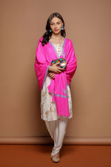 Daur Border Embroidery Neon Pashmina Shawl - The Pashm