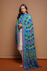 Blue Heavy Floral Phulkari - The Pashm