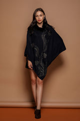 Flower Rhinestone Poncho - The Pashm