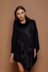 Flower Rhinestone Poncho - The Pashm