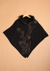 Flower Rhinestone Poncho - The Pashm