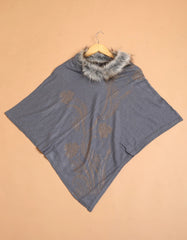 Flower Rhinestone Poncho - The Pashm