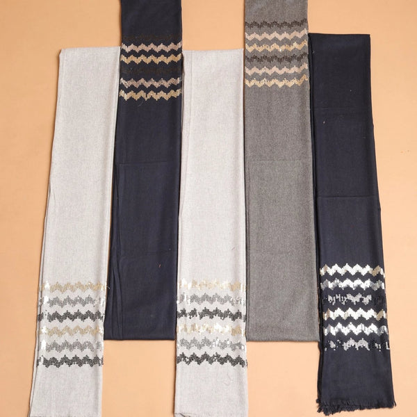 Chevron Sequin Wool Pashmina Shawl
