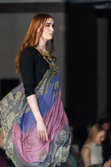 French Chantilly Lace Crystals Fine Wool Shawl - The Pashm