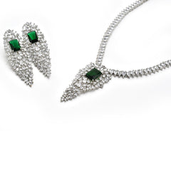 Aaliyah Green Long AD Pendant Set - The Pashm